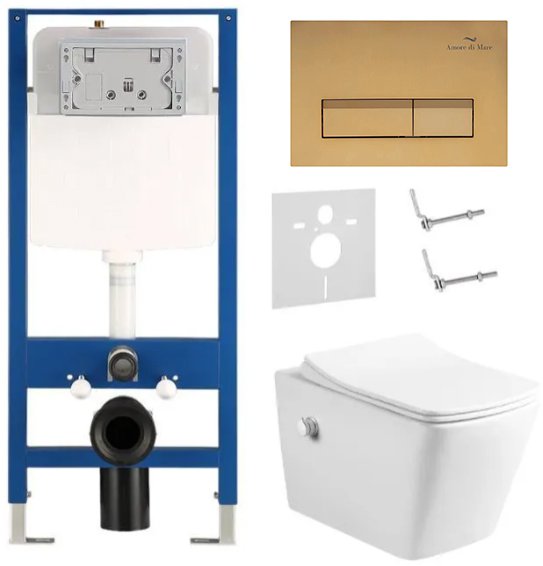 Комплект 6 в 1: инсталляция Amore di Mare QuickFit 50114 с подвесным унитазом Garda Bidet P310-X и клавишей смыва 404G (QF404G310X)